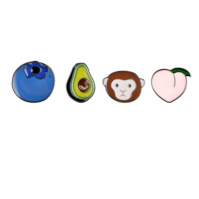 Broszka metalowa w kształcie kreskówki: awokado, małpa, brzoskwinia, borówka, banan - Wianko - 4
