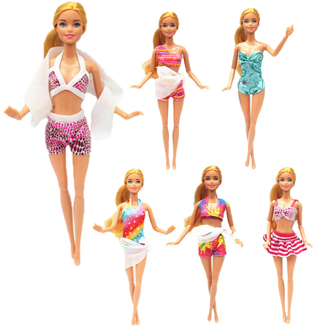 6 zestawów strojów kąpielowych dla lalki Barbie: Swimsuit, Bikini, Top, spódnica, szorty, akcesoria - Wianko - 2