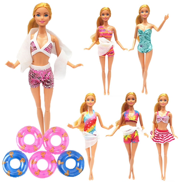 6 zestawów strojów kąpielowych dla lalki Barbie: Swimsuit, Bikini, Top, spódnica, szorty, akcesoria - Wianko - 1