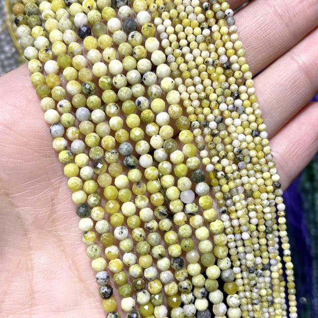 Szlifowane naturalne żółte turkusy o średnicy 2, 3 i 4 mm - luźne kamienie do tworzenia biżuterii DIY - Wianko - 1