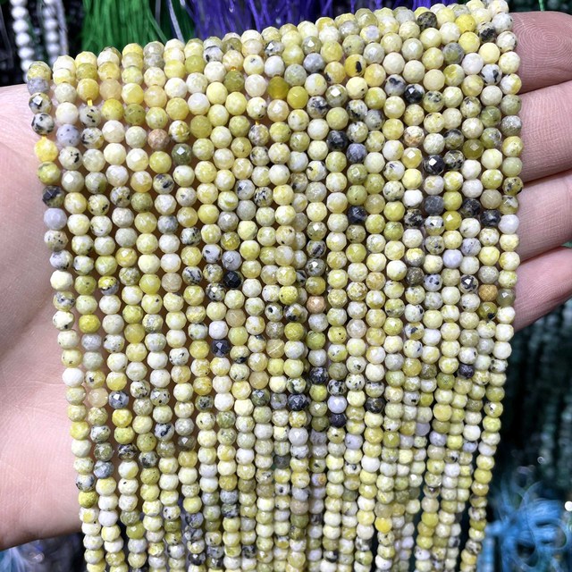Szlifowane naturalne żółte turkusy o średnicy 2, 3 i 4 mm - luźne kamienie do tworzenia biżuterii DIY - Wianko - 4