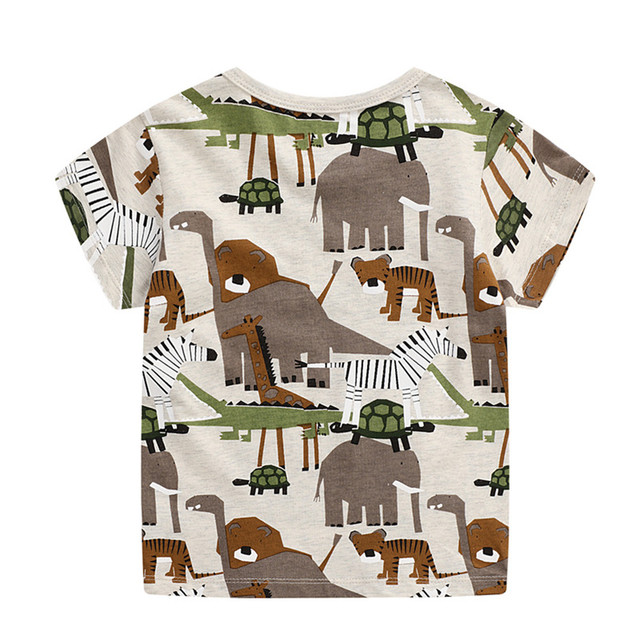 Letnie t-shirty dziecięce z nadrukowanymi zwierzętami - skoki metrów,Bawełniane chłopięce i dziewczęce koszulki topy dla dzieci - Wianko - 3