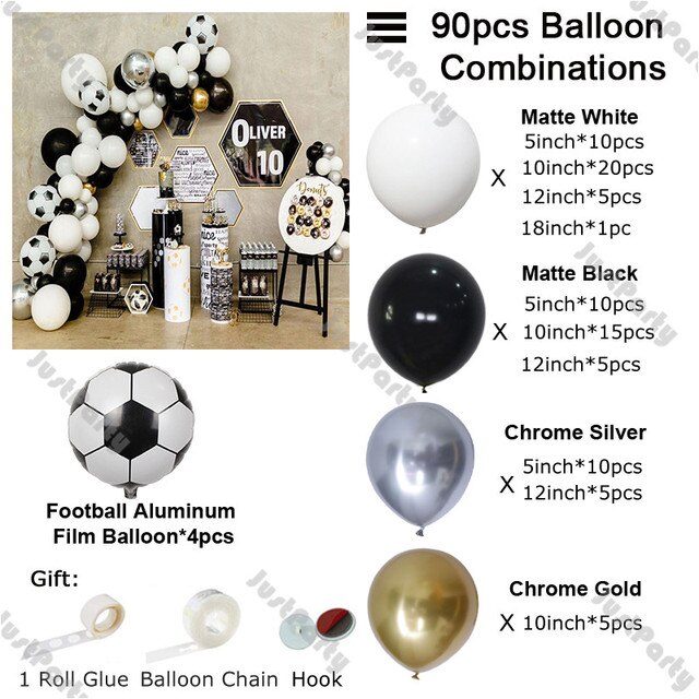 Zestaw balonów piłka nożna Garland Arch - dekoracje urodzinowe dla chłopca w kolorach białym, czarnym, czerwonym i granatowym od Golobs Party - Wianko - 14