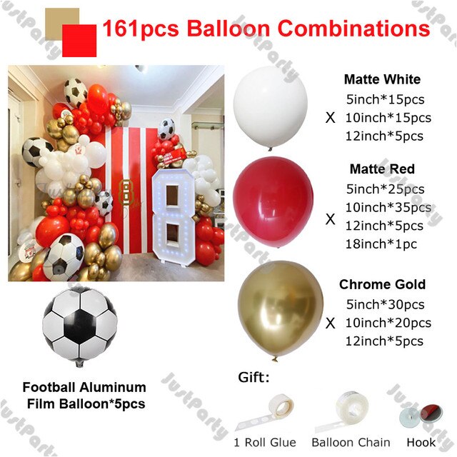 Zestaw balonów piłka nożna Garland Arch - dekoracje urodzinowe dla chłopca w kolorach białym, czarnym, czerwonym i granatowym od Golobs Party - Wianko - 7