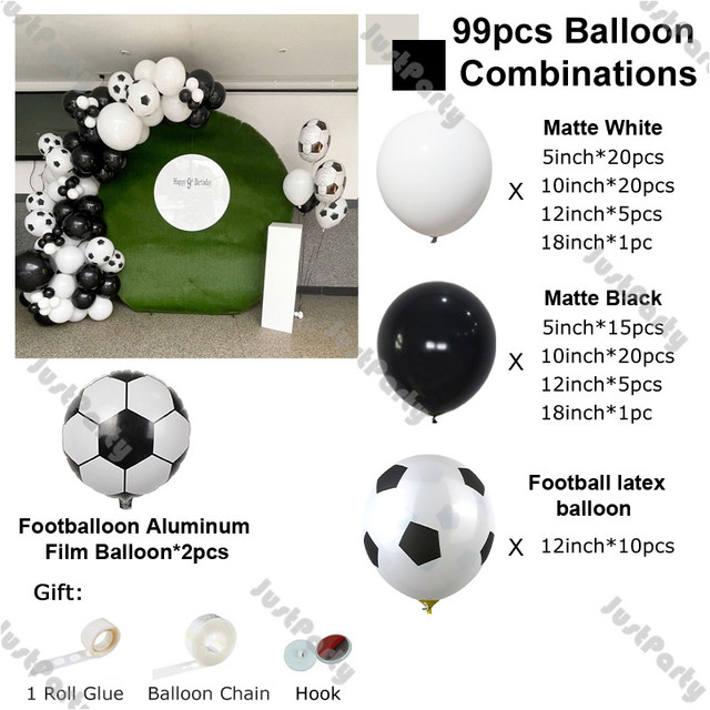 Zestaw balonów piłka nożna Garland Arch - dekoracje urodzinowe dla chłopca w kolorach białym, czarnym, czerwonym i granatowym od Golobs Party - Wianko - 3