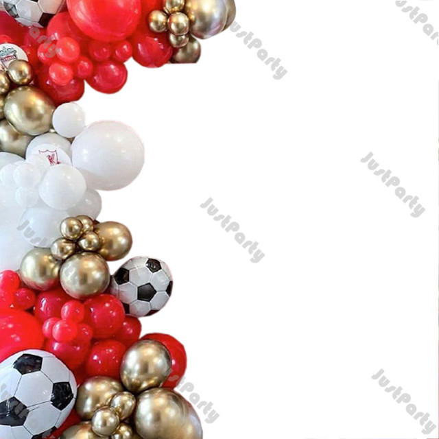 Zestaw balonów piłka nożna Garland Arch - dekoracje urodzinowe dla chłopca w kolorach białym, czarnym, czerwonym i granatowym od Golobs Party - Wianko - 21
