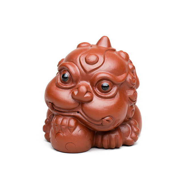 Figurka lwa z chińskiej purpurowej gliny - rzeźba zwierzęca dla szczęścia, handmade ozdoba na biurko, zestaw do herbaty, dekoracja domu, prezent - Wianko - 10
