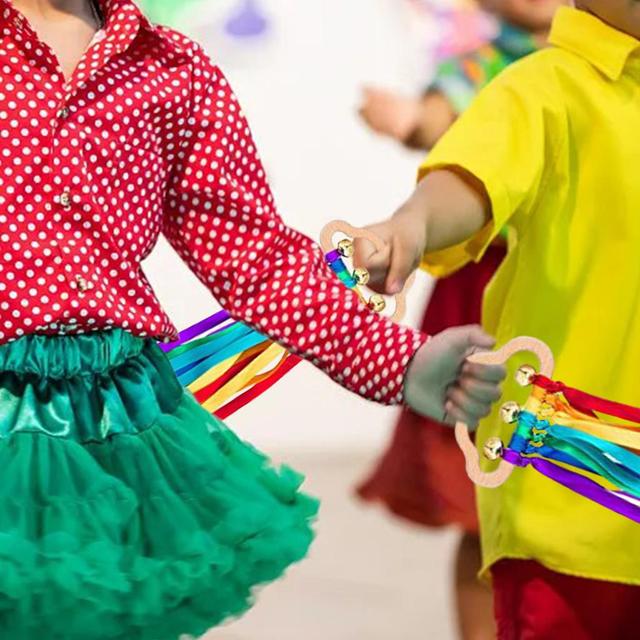 Latawiec Montessori Rainbow z drewnianymi dzwoneczkami dla dzieci - rozwijanie rozpoznawania kolorów - Wianko - 3