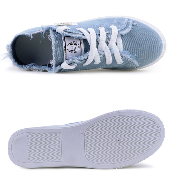 Kobiety Canvas Snakers Denim - Lato, Sznurowane, Modne - Wianko - 11