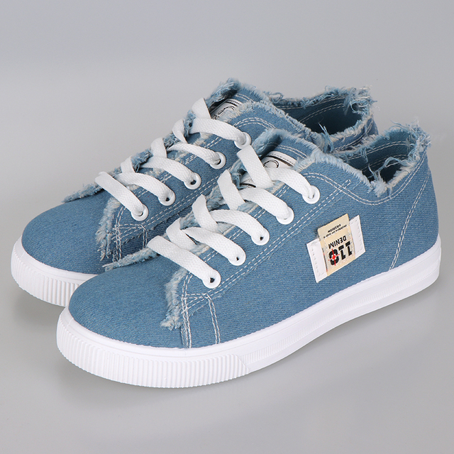 Kobiety Canvas Snakers Denim - Lato, Sznurowane, Modne - Wianko - 3