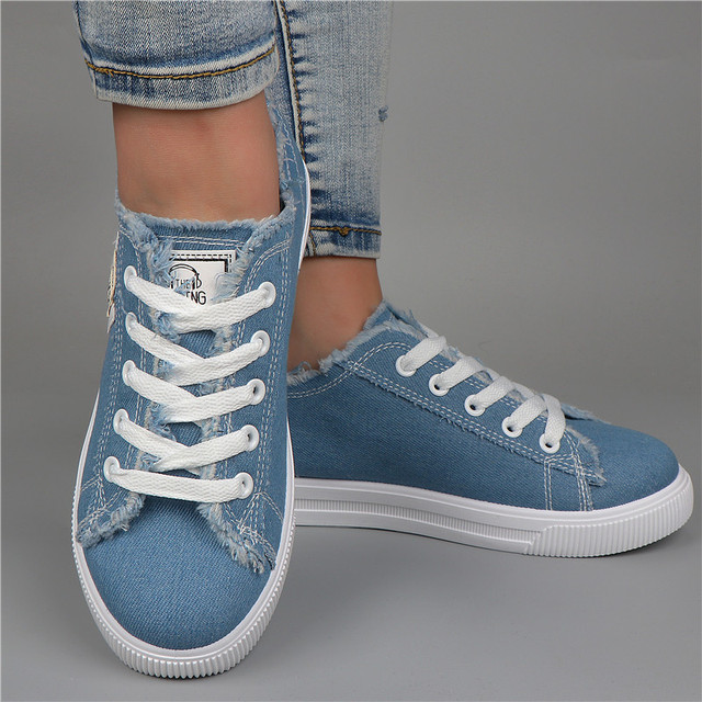 Kobiety Canvas Snakers Denim - Lato, Sznurowane, Modne - Wianko - 8