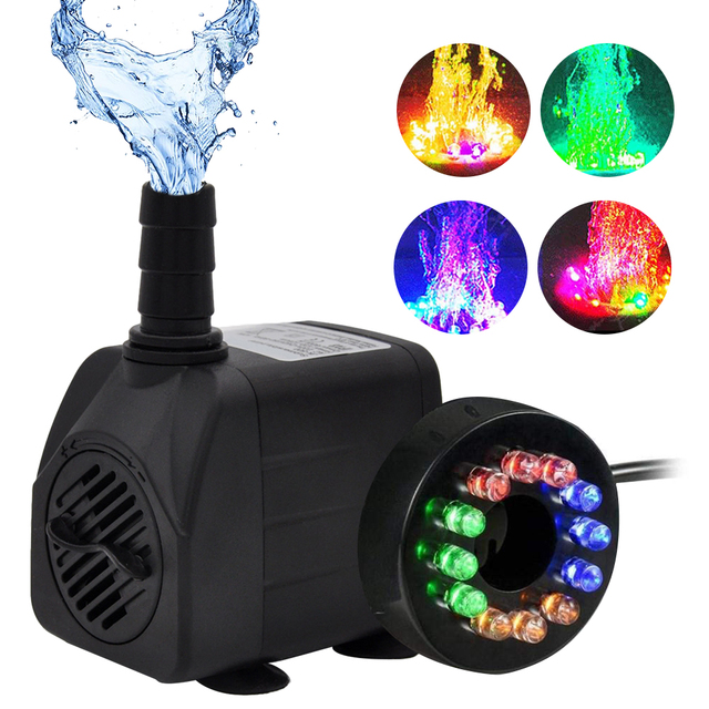 Mini pompa wodna z 12 światłami do akwarium - ultra cicha i zatapialna - Wianko - 1