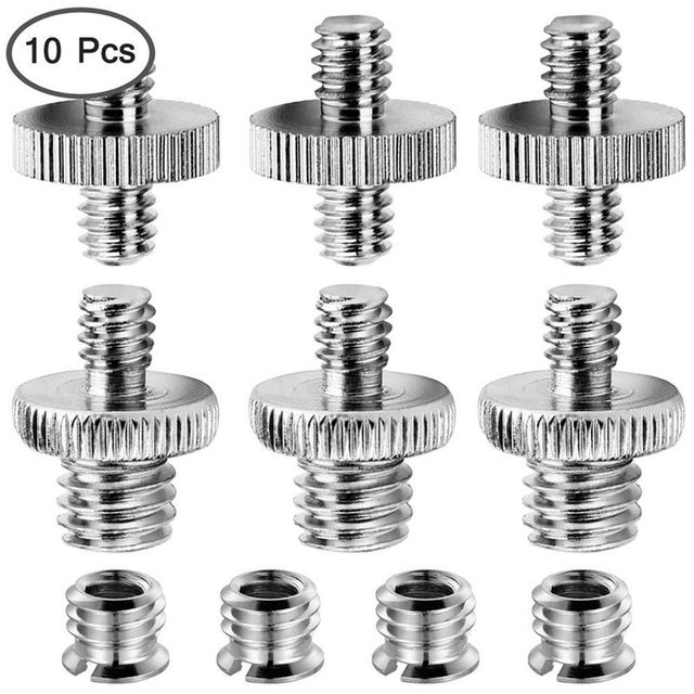 Adapter konwerter gwintowany do kamery - zestaw montażowy do statywu, Monopod i Ballhead, 10szt. 1/4 i 3/8 śruba, lekki statyw na ramię - Wianko - 3