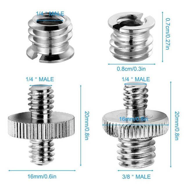 Adapter konwerter gwintowany do kamery - zestaw montażowy do statywu, Monopod i Ballhead, 10szt. 1/4 i 3/8 śruba, lekki statyw na ramię - Wianko - 4