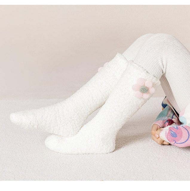 Długie dziecięce zimowe skarpetki z polaru dla małych dziewcząt - ciepłe i śliczne kolanówki - Wianko - 20
