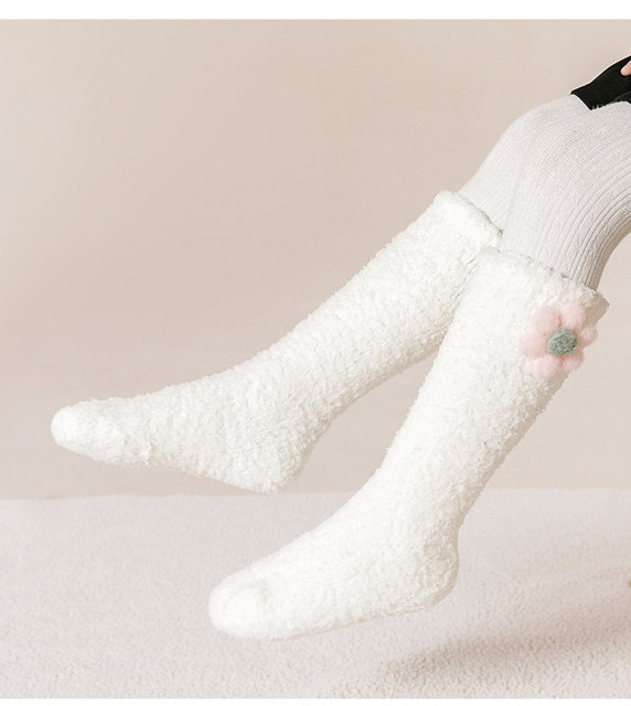 Długie dziecięce zimowe skarpetki z polaru dla małych dziewcząt - ciepłe i śliczne kolanówki - Wianko - 17