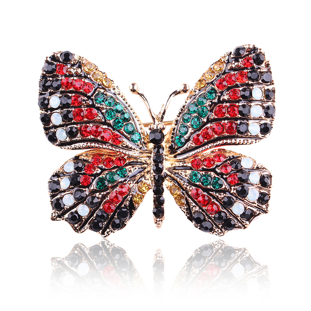 Elegancka broszka motylkowa z kryształkami górskimi - biżuteria wiosenna - Wianko - 19