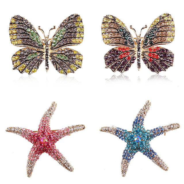 Elegancka broszka motylkowa z kryształkami górskimi - biżuteria wiosenna - Wianko - 3