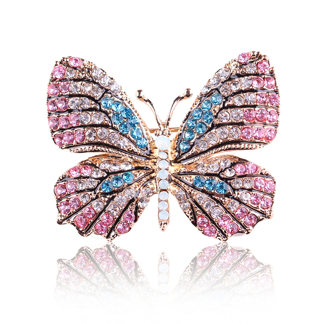 Elegancka broszka motylkowa z kryształkami górskimi - biżuteria wiosenna - Wianko - 15