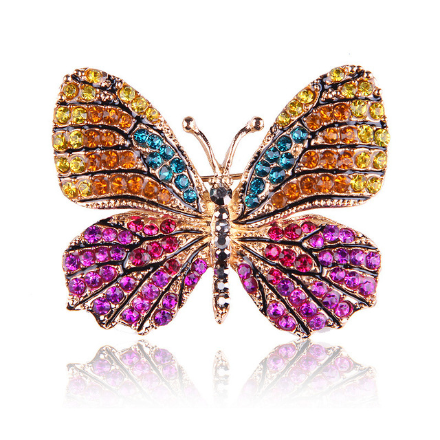 Elegancka broszka motylkowa z kryształkami górskimi - biżuteria wiosenna - Wianko - 21