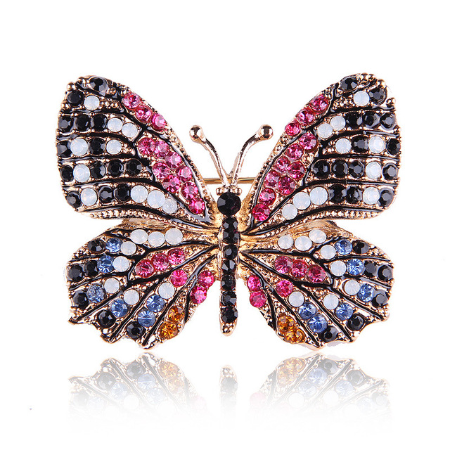 Elegancka broszka motylkowa z kryształkami górskimi - biżuteria wiosenna - Wianko - 20