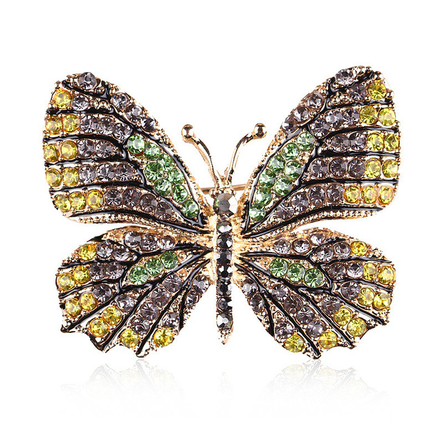 Elegancka broszka motylkowa z kryształkami górskimi - biżuteria wiosenna - Wianko - 23