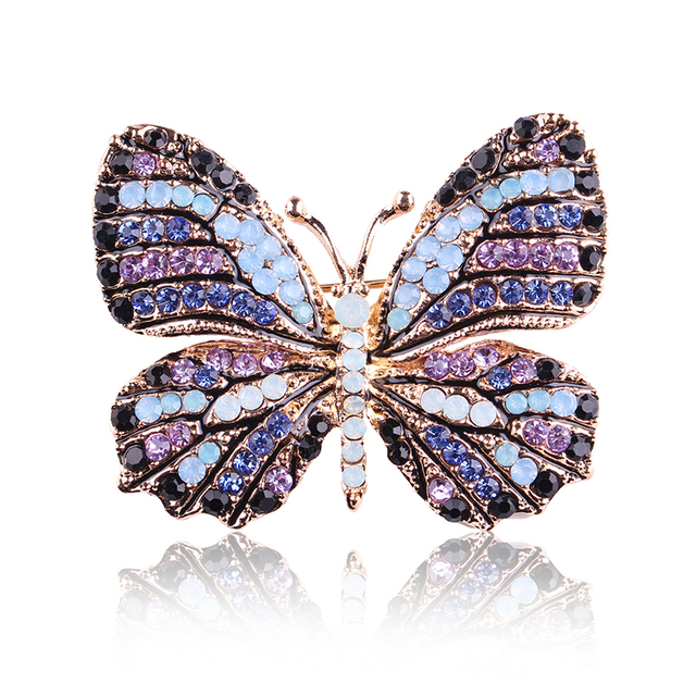 Elegancka broszka motylkowa z kryształkami górskimi - biżuteria wiosenna - Wianko - 16