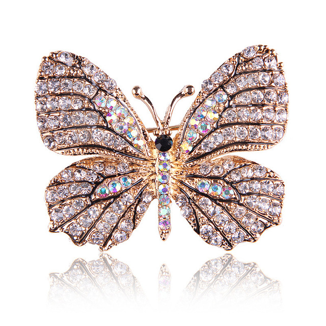 Elegancka broszka motylkowa z kryształkami górskimi - biżuteria wiosenna - Wianko - 22