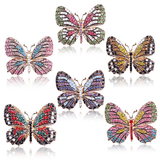 Elegancka broszka motylkowa z kryształkami górskimi - biżuteria wiosenna - Wianko - 13