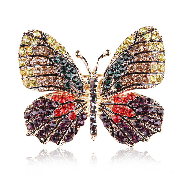 Elegancka broszka motylkowa z kryształkami górskimi - biżuteria wiosenna - Wianko - 24