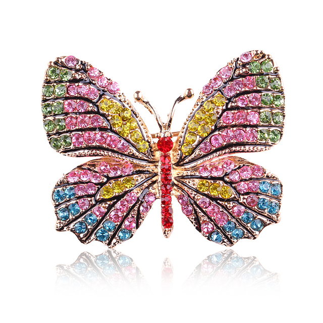 Elegancka broszka motylkowa z kryształkami górskimi - biżuteria wiosenna - Wianko - 17