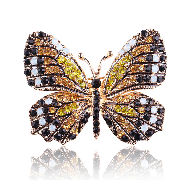 Elegancka broszka motylkowa z kryształkami górskimi - biżuteria wiosenna - Wianko - 18