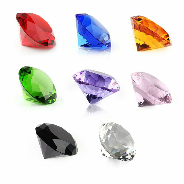 Dekoracyjne kamienie szlachetne - 8 sztuk oszlifowanych kryształów K9 o średnicy 30mm w różnych kolorach - Wianko - 4
