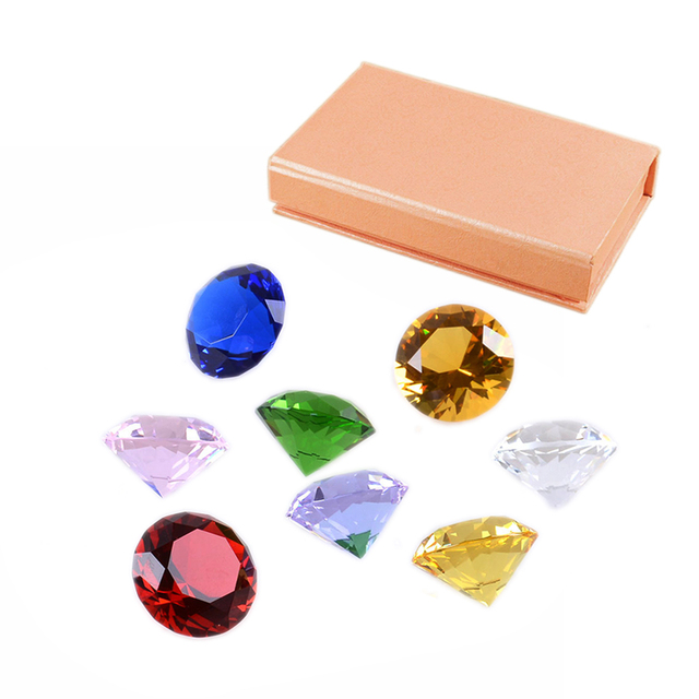 Dekoracyjne kamienie szlachetne - 8 sztuk oszlifowanych kryształów K9 o średnicy 30mm w różnych kolorach - Wianko - 5