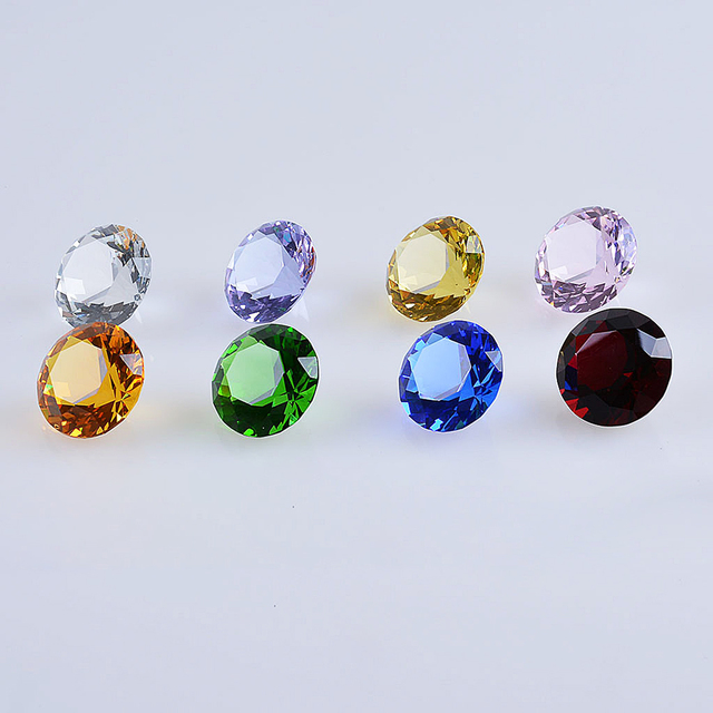 Dekoracyjne kamienie szlachetne - 8 sztuk oszlifowanych kryształów K9 o średnicy 30mm w różnych kolorach - Wianko - 15