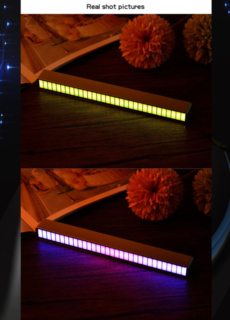 RGB LED listwa oświetleniowa z muzyką, sterowanie rytmem i podświetleniem Pickup, energooszczędna lampa nocna z możliwością ładowania przez USB - oświetlenie otoczenia Bar - Wianko - 18