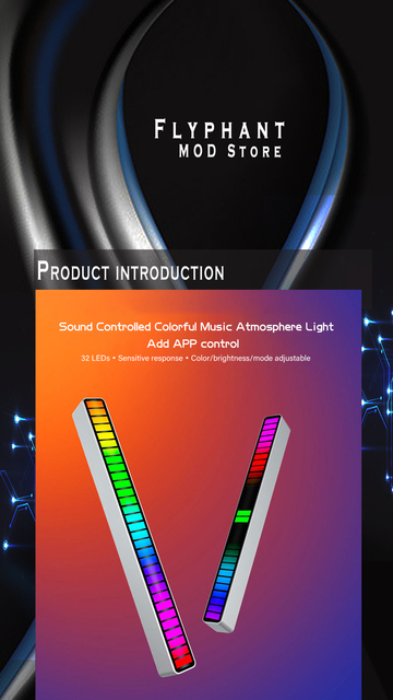 RGB LED listwa oświetleniowa z muzyką, sterowanie rytmem i podświetleniem Pickup, energooszczędna lampa nocna z możliwością ładowania przez USB - oświetlenie otoczenia Bar - Wianko - 10