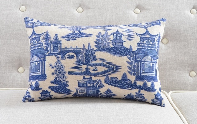 Niebiesko-biała porcelanowa poszewka na poduszkę w klasycznym stylu chińskim – domowa dekoracja, bawełniana pościel - Wianko - 17
