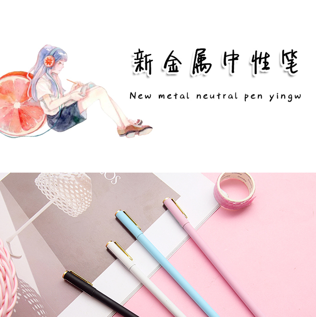 Długopis żelowy - kolorowy, smukły, metalowy, prezent, szkolne materiały biurowe - Wianko - 1