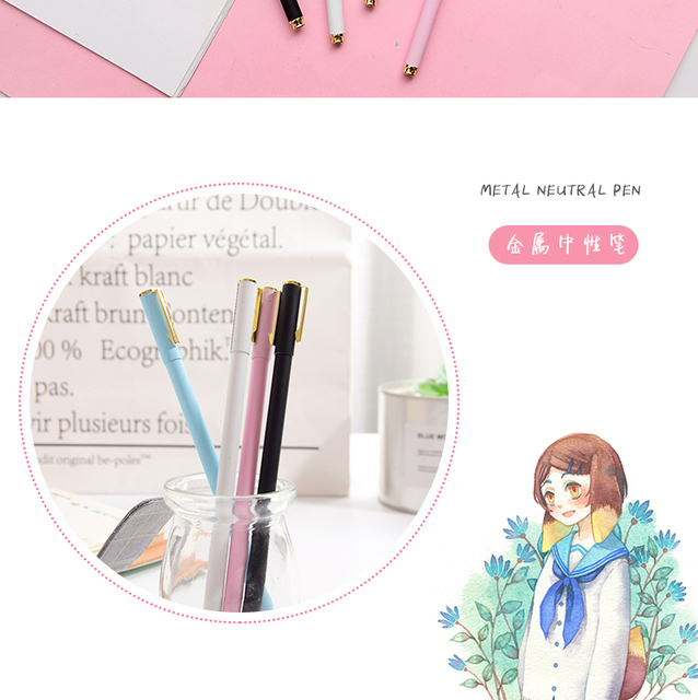 Długopis żelowy - kolorowy, smukły, metalowy, prezent, szkolne materiały biurowe - Wianko - 6
