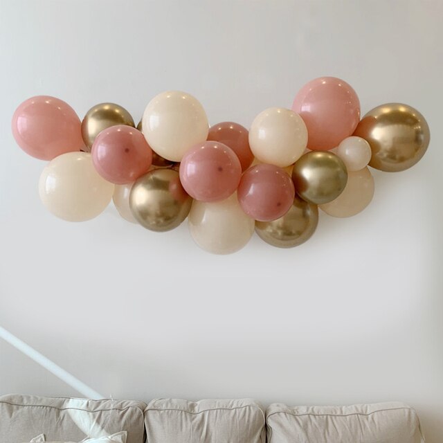 20 sztuk różowo-beżowych lateksowych balonów, 10 cali, złoty metalowy balon, zielony zestaw, zabawki dla dzieci, dekoracja na prysznic, ślub i urodziny - Wianko - 1
