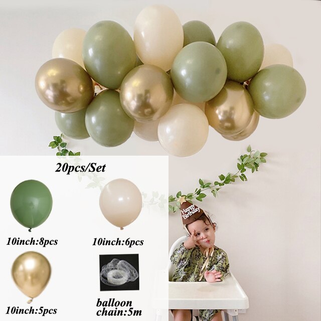 20 sztuk różowo-beżowych lateksowych balonów, 10 cali, złoty metalowy balon, zielony zestaw, zabawki dla dzieci, dekoracja na prysznic, ślub i urodziny - Wianko - 5