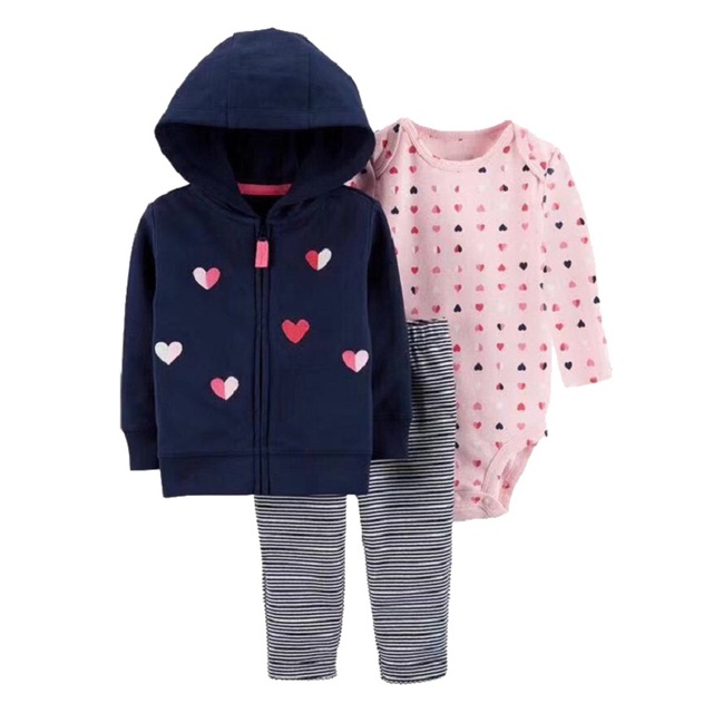 Zestaw ubrań dla noworodka dziewczynki: kurtka z długim rękawem i kapturem, pajacyki różowe + spodnie - Wianko - 5