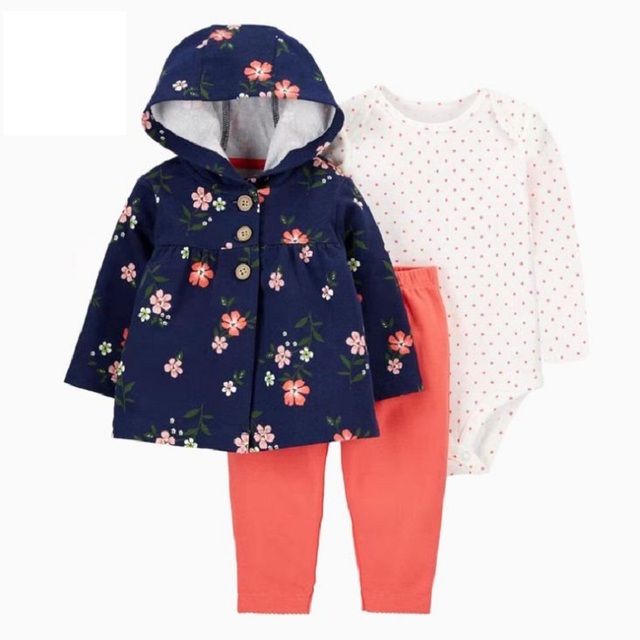 Zestaw ubrań dla noworodka dziewczynki: kurtka z długim rękawem i kapturem, pajacyki różowe + spodnie - Wianko - 8