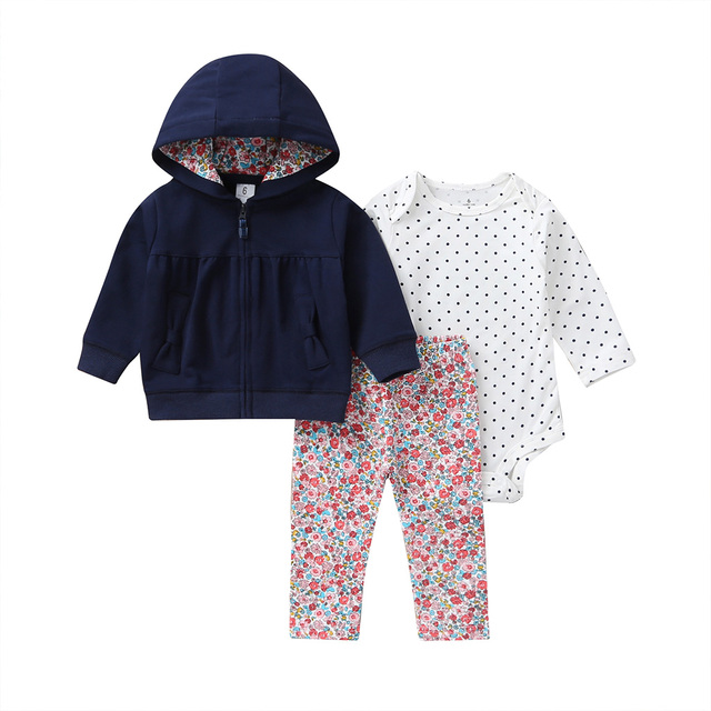 Zestaw ubrań dla noworodka dziewczynki: kurtka z długim rękawem i kapturem, pajacyki różowe + spodnie - Wianko - 14