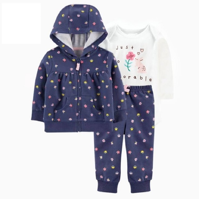 Zestaw ubrań dla noworodka dziewczynki: kurtka z długim rękawem i kapturem, pajacyki różowe + spodnie - Wianko - 9