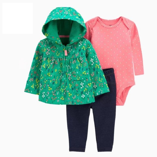 Zestaw ubrań dla noworodka dziewczynki: kurtka z długim rękawem i kapturem, pajacyki różowe + spodnie - Wianko - 11