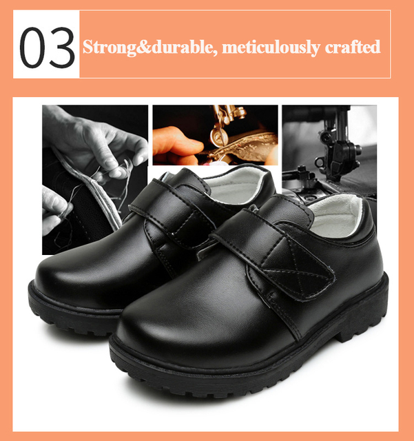 Skórzane buty chłopięce z prawdziwej skóry bydlęcej, czarne, podstawowe i gimnazjalistów - Wianko - 12