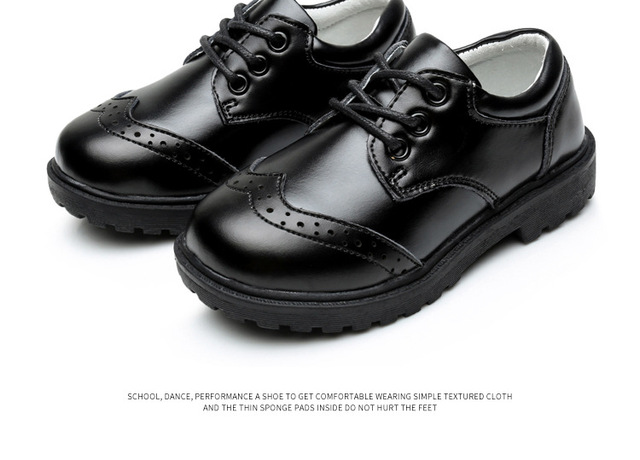 Skórzane buty chłopięce z prawdziwej skóry bydlęcej, czarne, podstawowe i gimnazjalistów - Wianko - 24