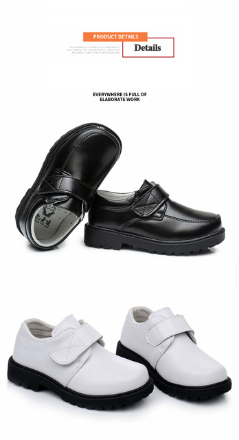 Skórzane buty chłopięce z prawdziwej skóry bydlęcej, czarne, podstawowe i gimnazjalistów - Wianko - 7